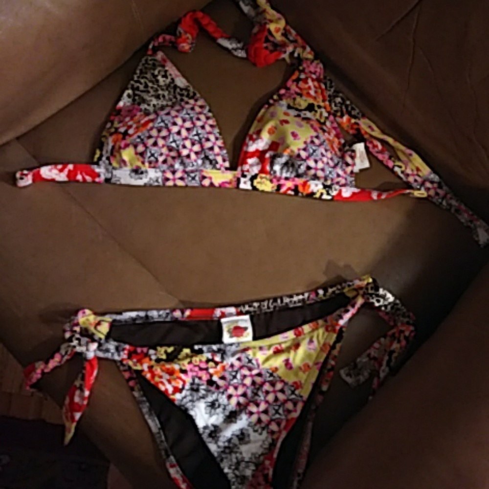 Lucky Brand Bikini halter top M bottom XS NWOT